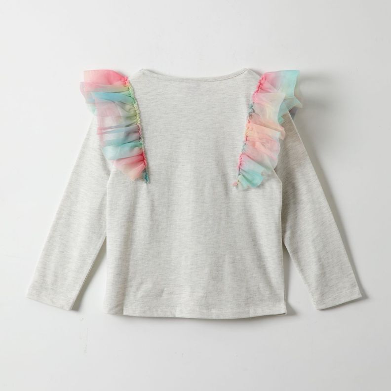 Polera Manga Larga Niña Unicornio Maggic Gris Unicornio-2