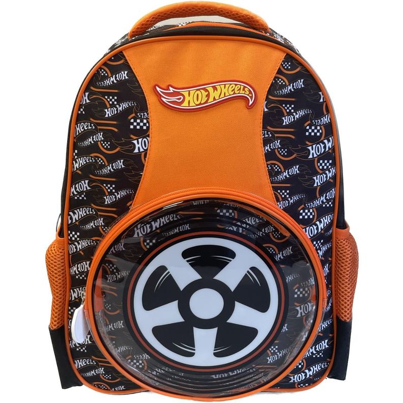 Mochila Escolar Niño 68 Naranjo Hot Wheels-0