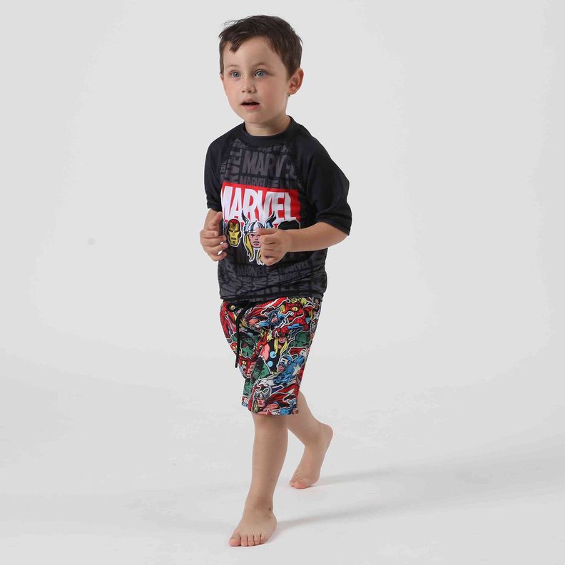 Traje de Baño Niño Full Print Spiderman Negro Marvel-0
