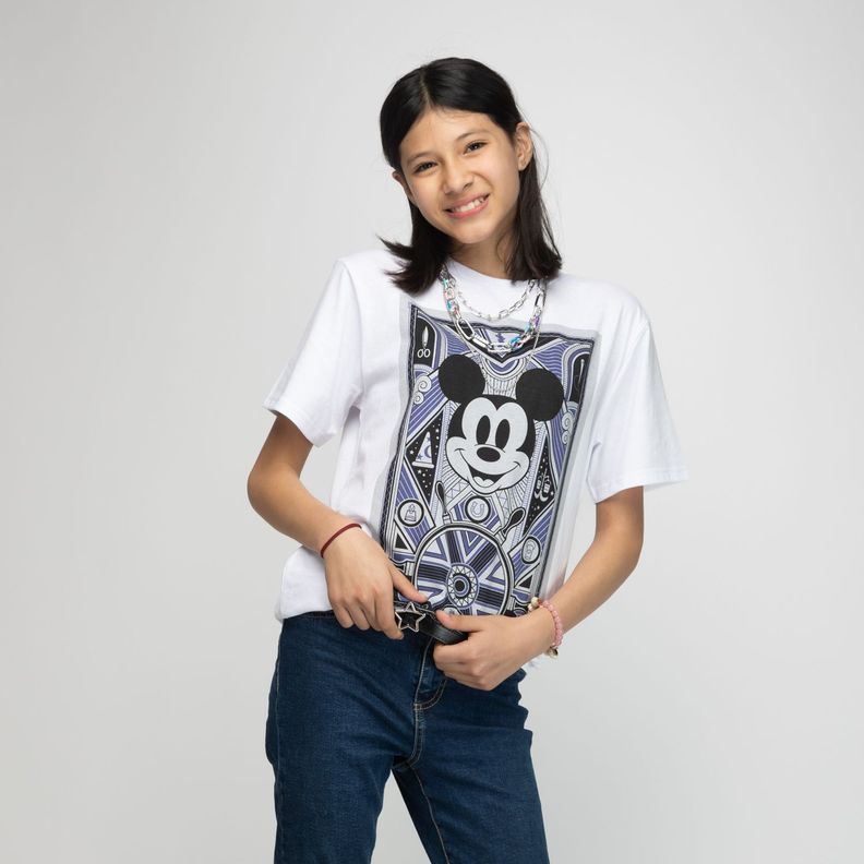 Polera Niño Bicolor Mickey 100 años Blanco Disney-1