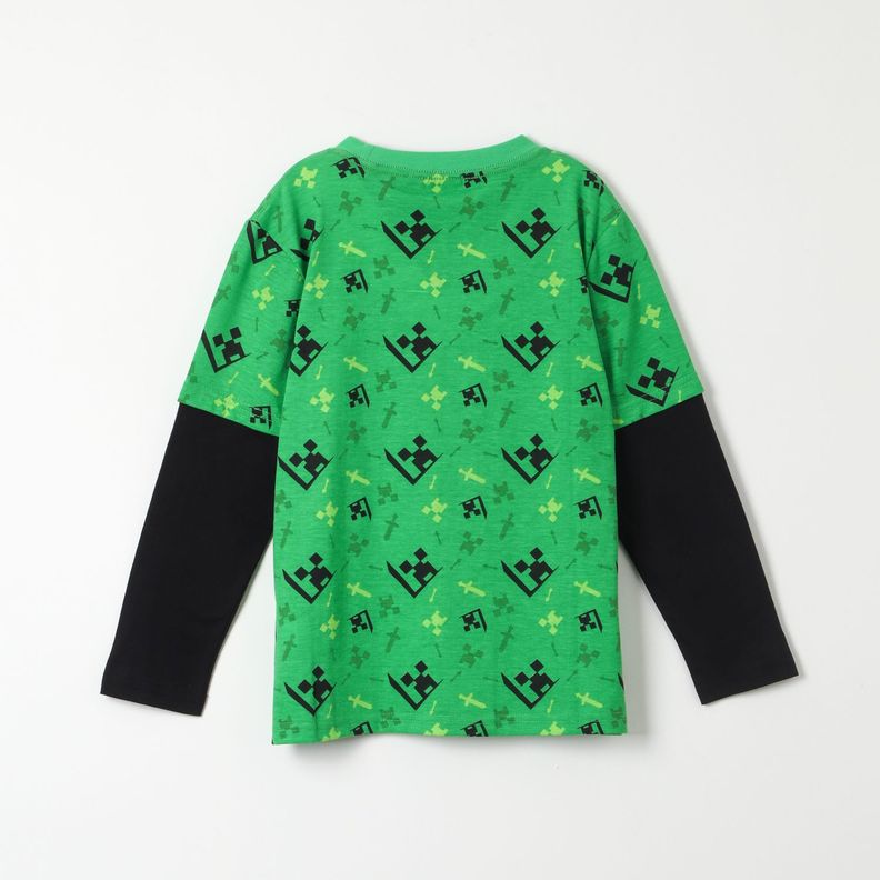 Polera Manga Larga Niño Creepers Faces Verde Minecraft-2