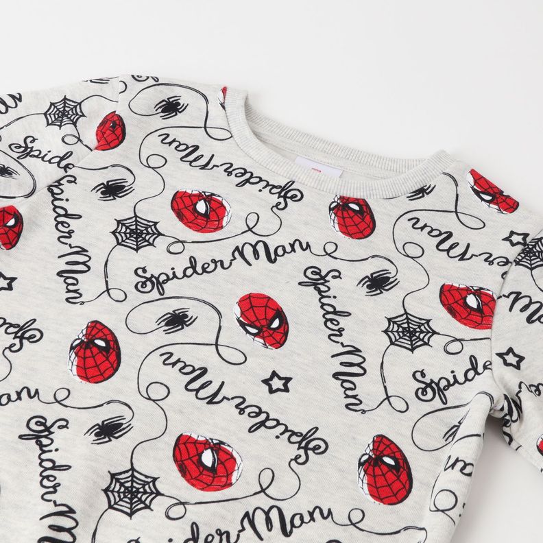 Poleron Cerrado Niño Spiderman Telaraña Gris Marvel-1