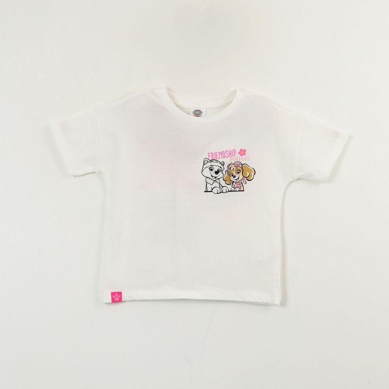 Polera Manga Corta Nina Skye Y Everest Blanco Paw Patrol 2