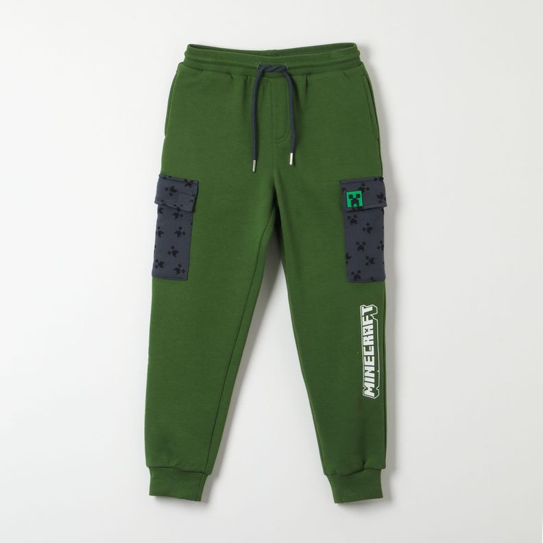 Pantalon De Buzo Niño Bolsillos Verde Minecraft-0