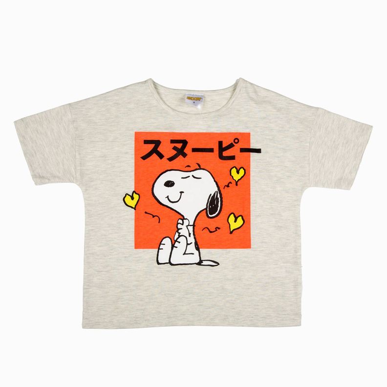 Polera Niña Tres Corazones Gris Snoopy-2