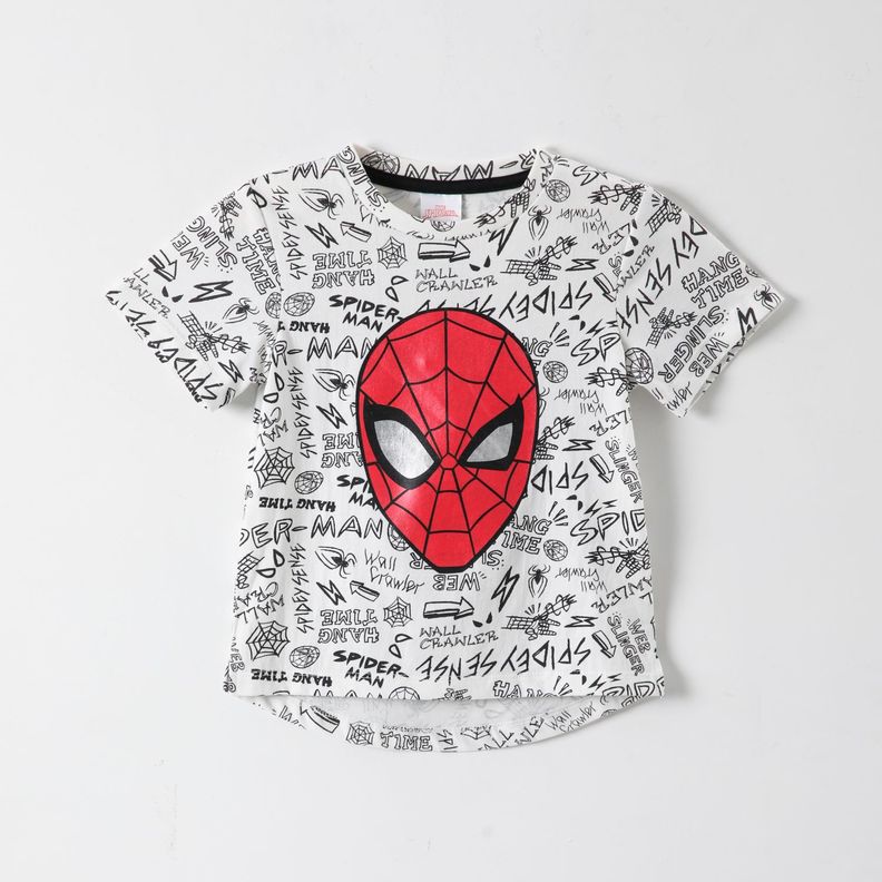 Polera Manga Corta Niño Spiderman Gris Marvel-0