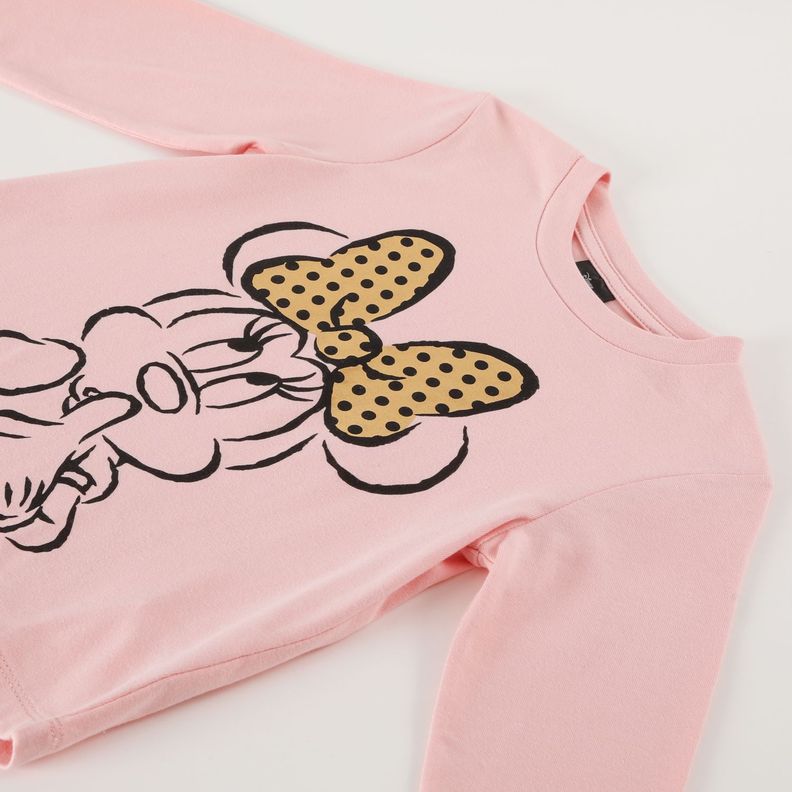 Polera Manga Larga Niña Minnie Glow Rosado Disney-1