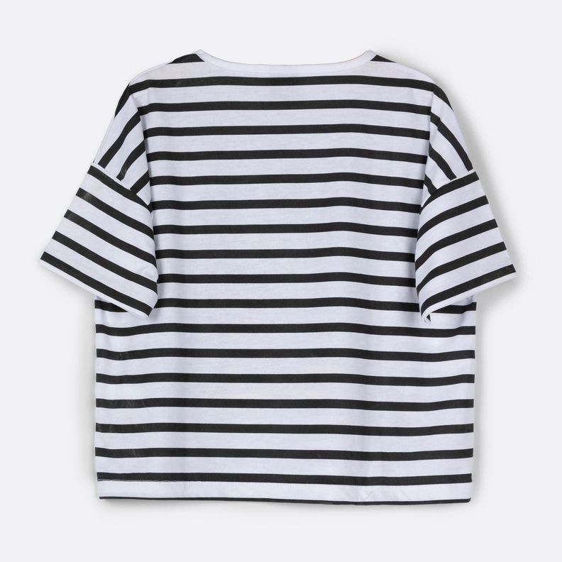 Polera Manga Corta Niña Rayas Mickey Blanco Disney-1