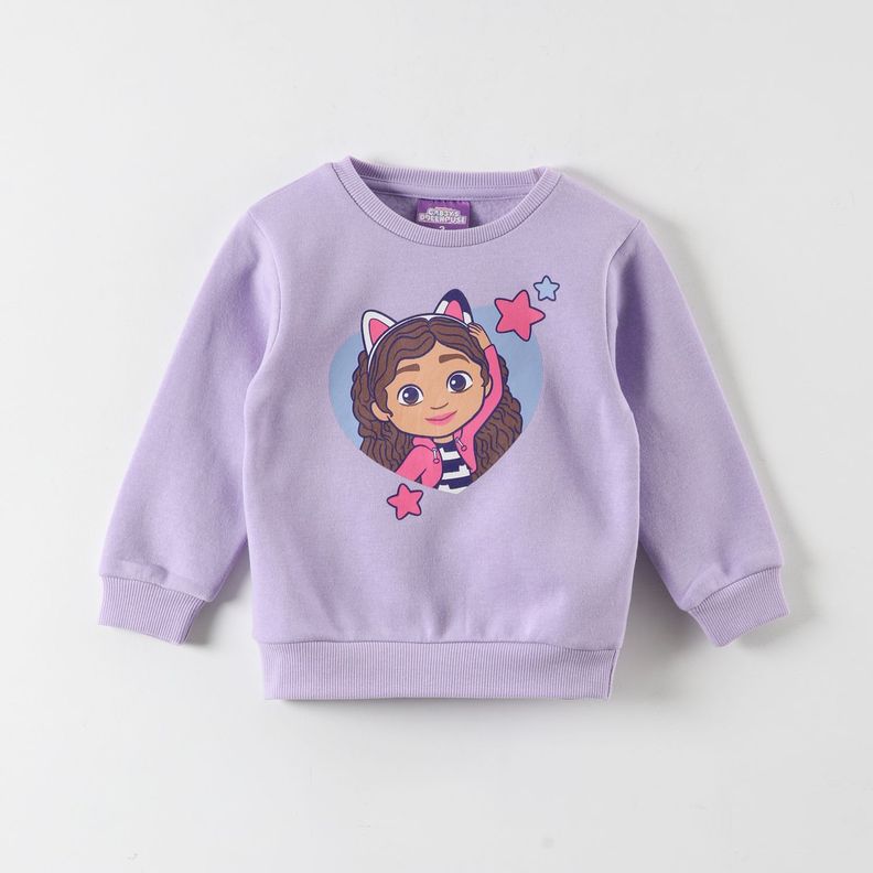 Poleron Niña Corazones Morado Gabby Doll House-0
