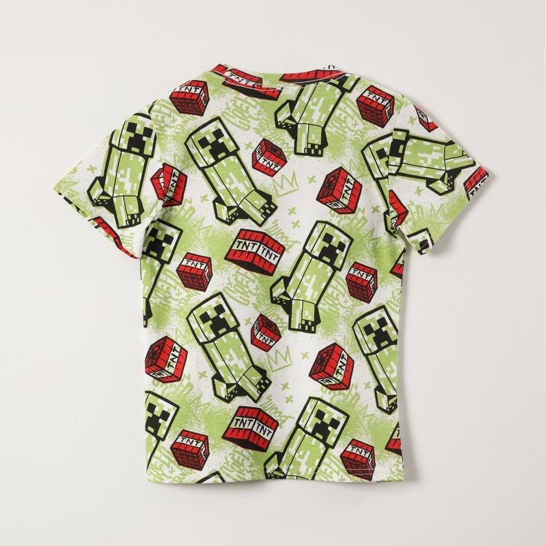 Polera Manga Corta Niño Full Print Verde Minecraft-1