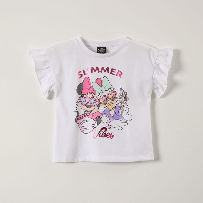 Polera Manga Corta Niña Minnie Summer Blanco Disney-0