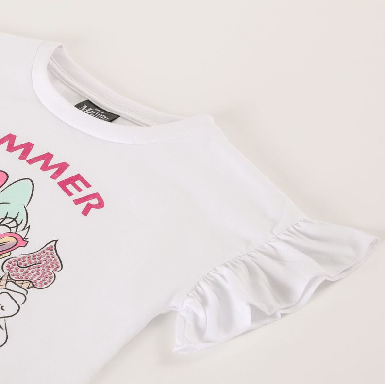 Polera Manga Corta Niña Minnie Summer Blanco Disney-1