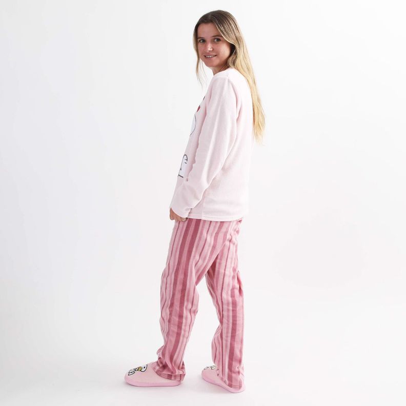 Pijama Polar Mujer Abrazo Rosado Snoopy-1