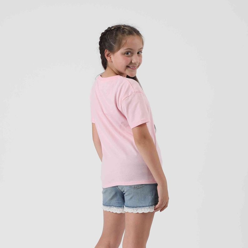 Polera Manga Corta Niña Foto Rosado Barbie-1