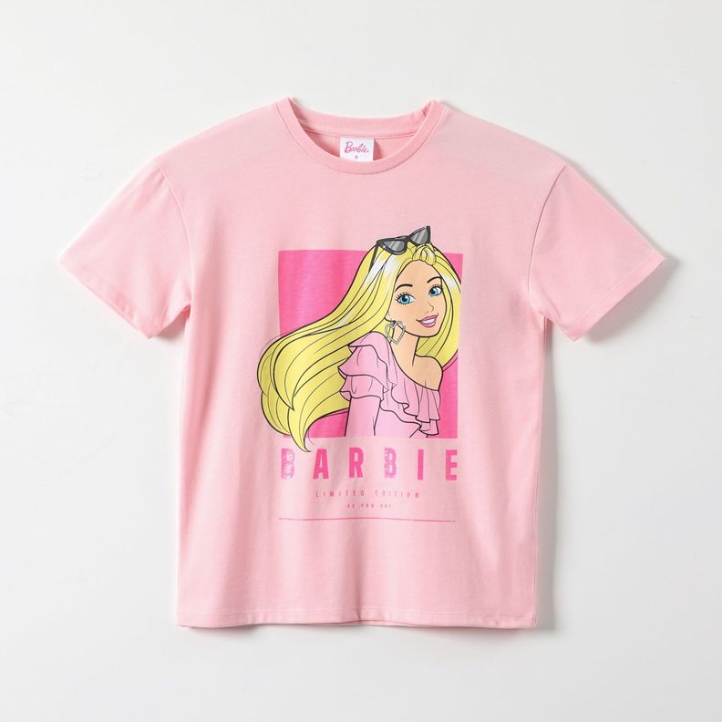 Polera Manga Corta Niña Foto Rosado Barbie-2