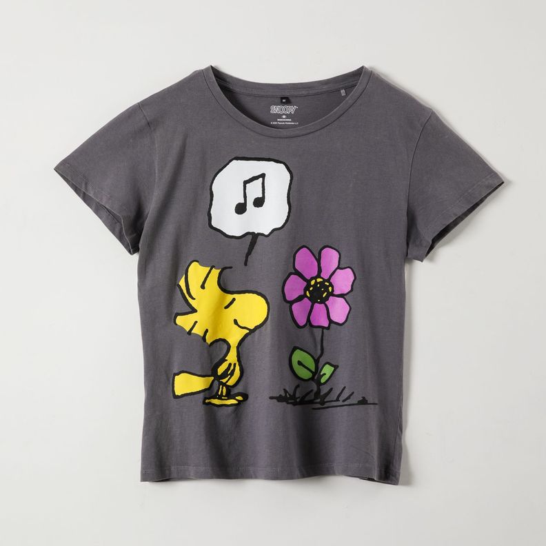 Polera Manga Corta Mujer Woodstock Negro Snoopy-0