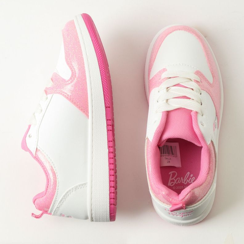 Zapatilla Niña Luces En Cordones Brillos Blanco Barbie-2