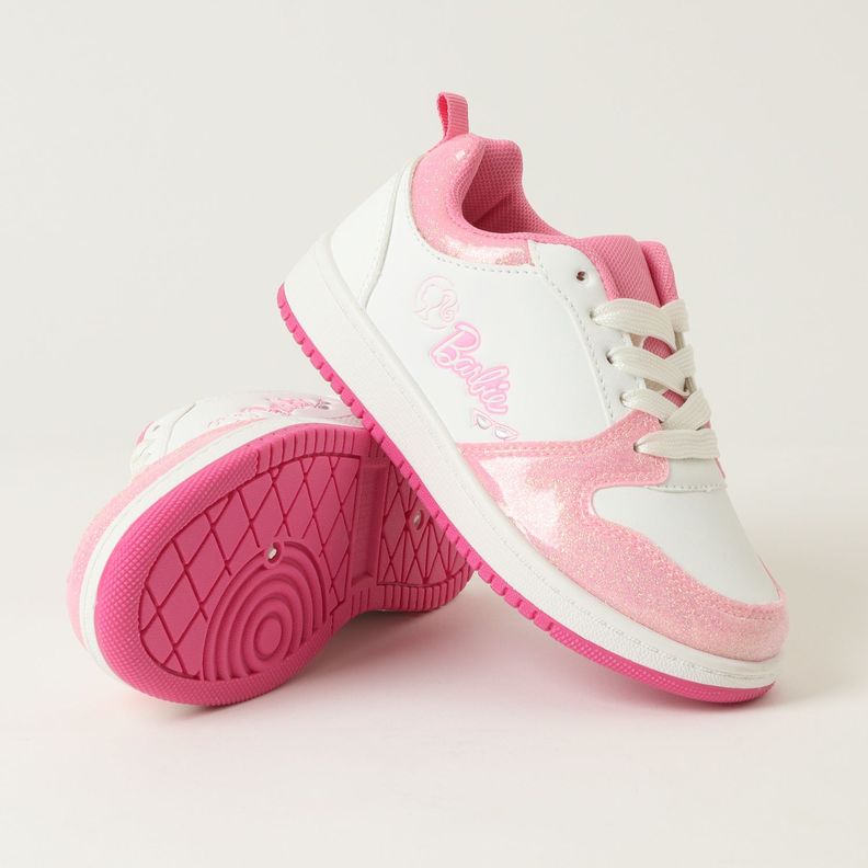 Zapatilla Niña Luces En Cordones Brillos Blanco Barbie-3