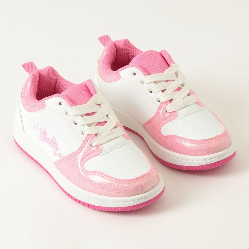 Zapatilla Niña Luces En Cordones Brillos Blanco Barbie-1