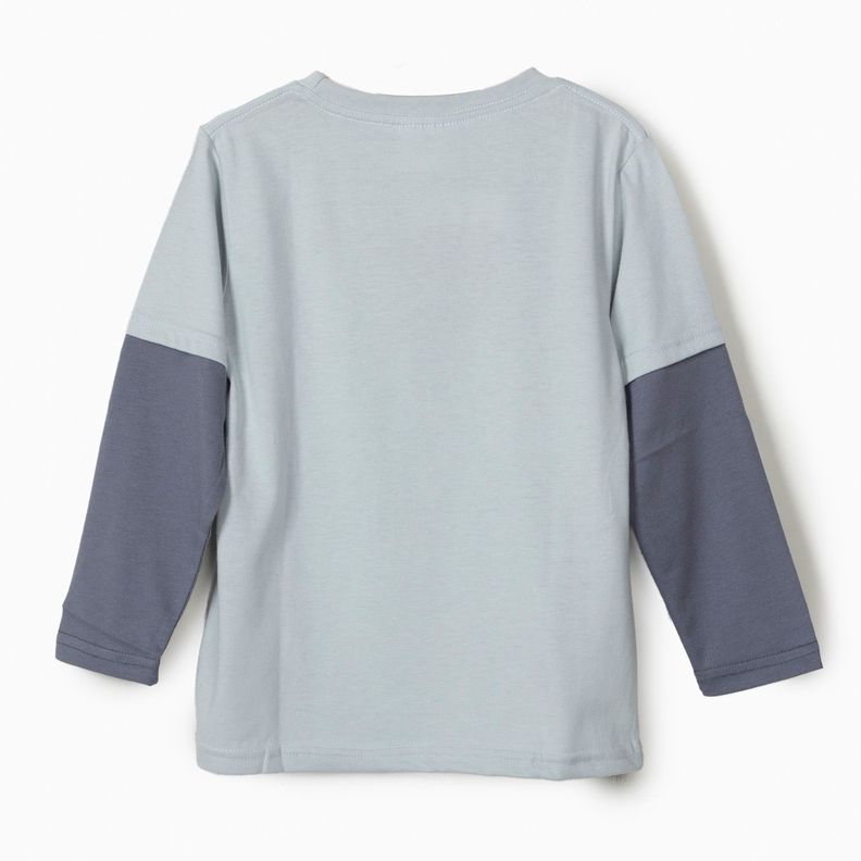 Polera Manga Larga Niño Doble Manga Capa Gris Naruto-1