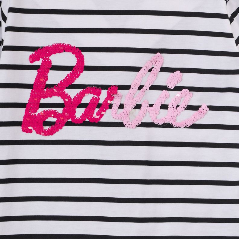 Polera Manga Larga Niña Rayas Blanco Barbie-2