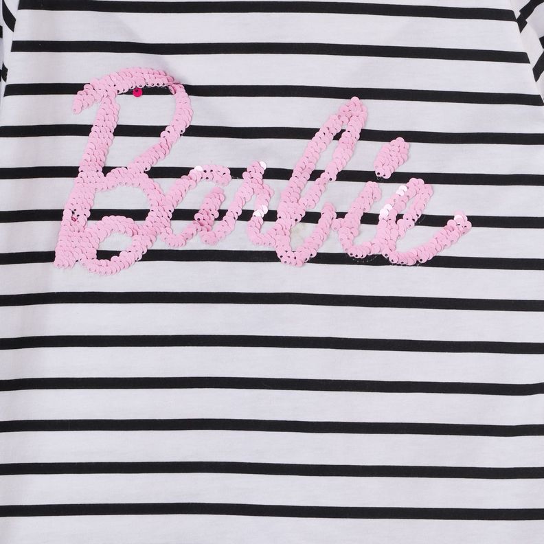 Polera Manga Larga Niña Rayas Blanco Barbie-3