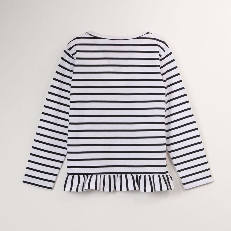 Polera Manga Larga Niña Rayas Blanco Barbie-4