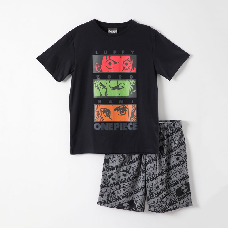 Pijama Corto Niño Personajes Negro One Piece-0