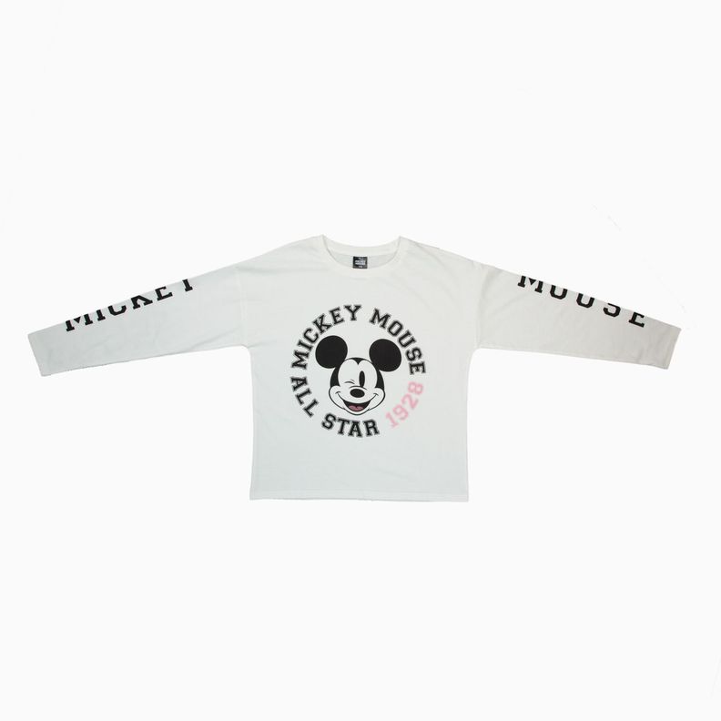 Polera Manga Larga Niña Mickey Mangas Blanco Disney-3