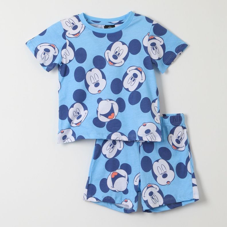 Pijama Corto Niño Mickey Full Print Celeste Disney-0