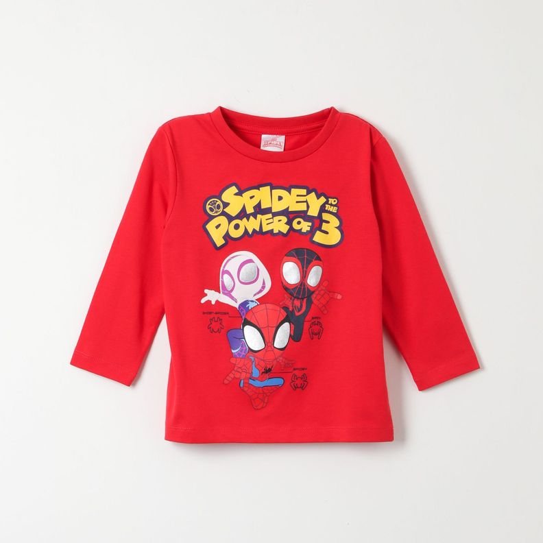Polera Manga Larga Niño Spidey Power Of 3 Rojo Marvel-0