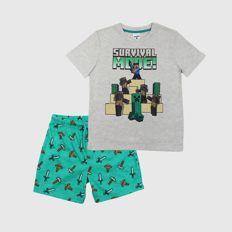Pijama Niño SURVIVAL Gris Minecraft-2
