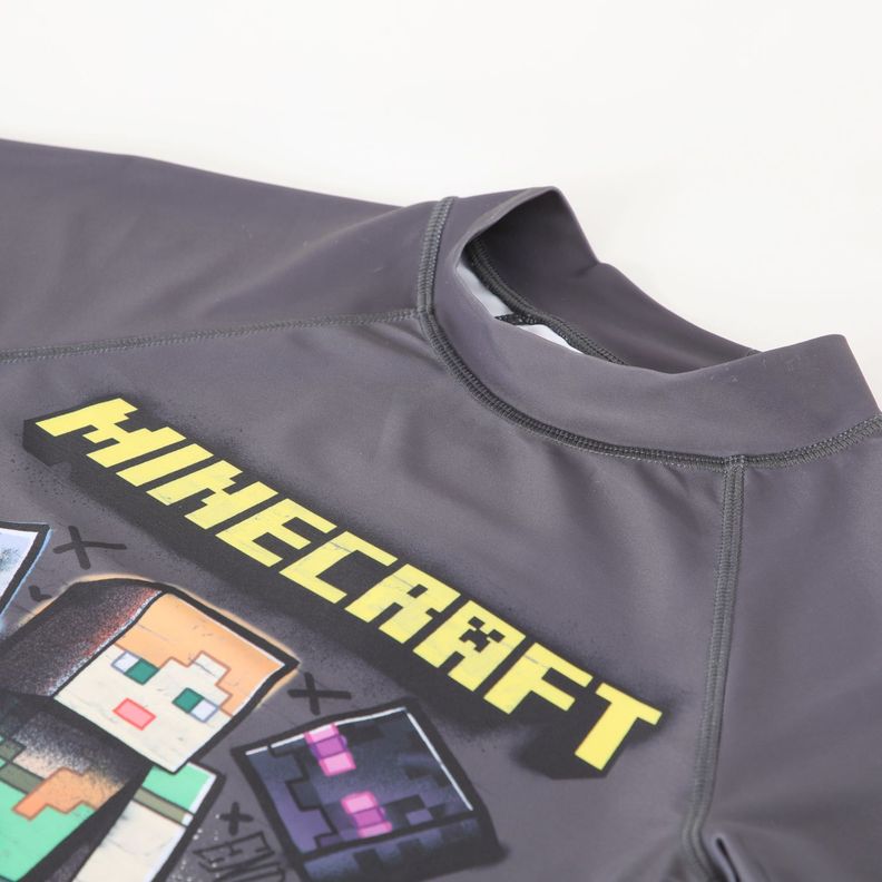 Polera Uv Niño Personajes Gris Minecraft-1
