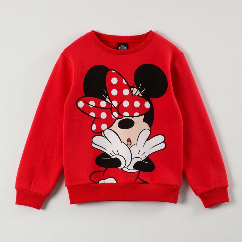 Poleron Cerrado Niña Minnie Sorpresa Rojo Disney-0