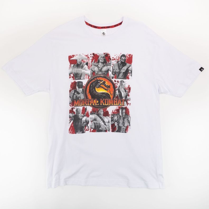Polera Hombre Mortal Kombat Logo Blanco-0