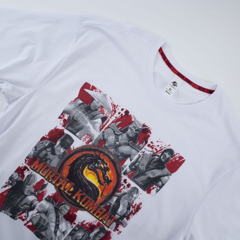 Polera Hombre Mortal Kombat Logo Blanco-1