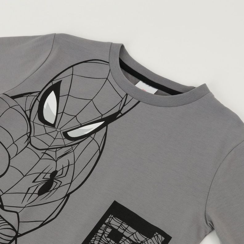 Polera Manga Larga Niño Spiderman Red Web Gris Marvel-1