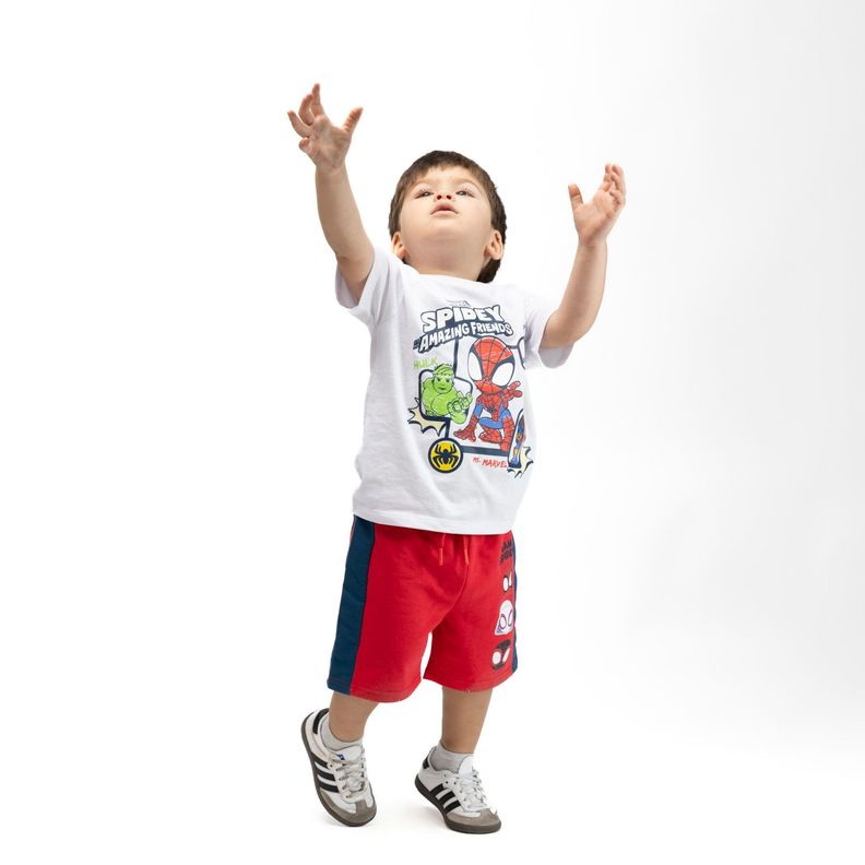 Short Niño Spidey Caras Comics Rojo Marvel-0