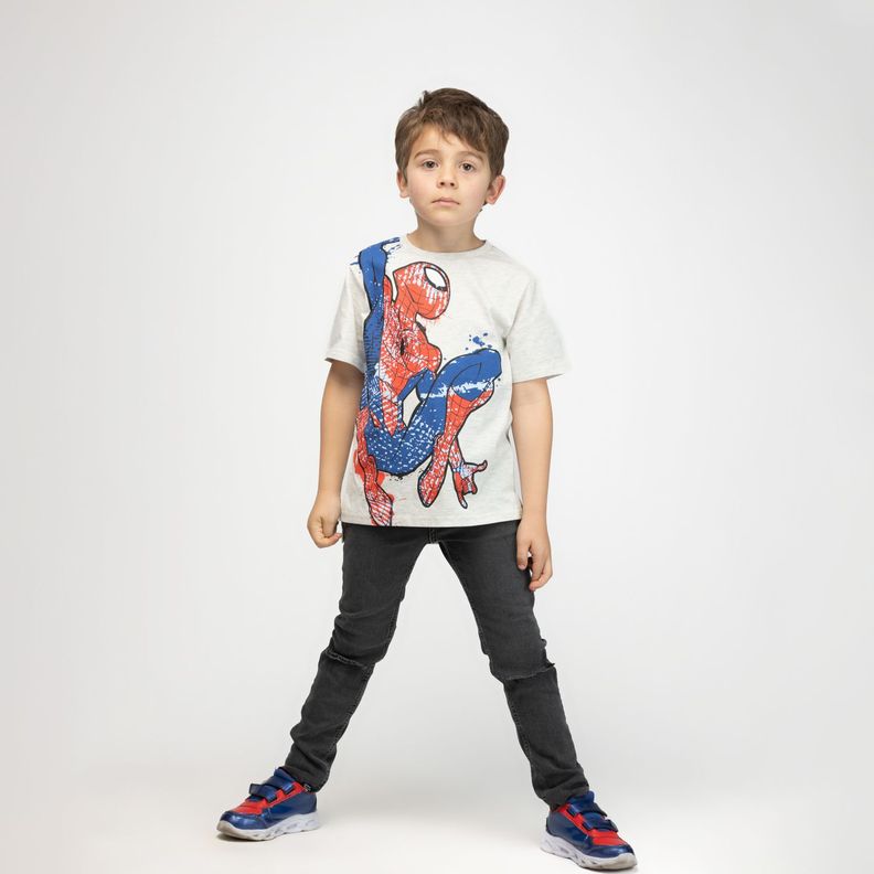 Polera Niño Pose Spiderman Gris Marvel-1