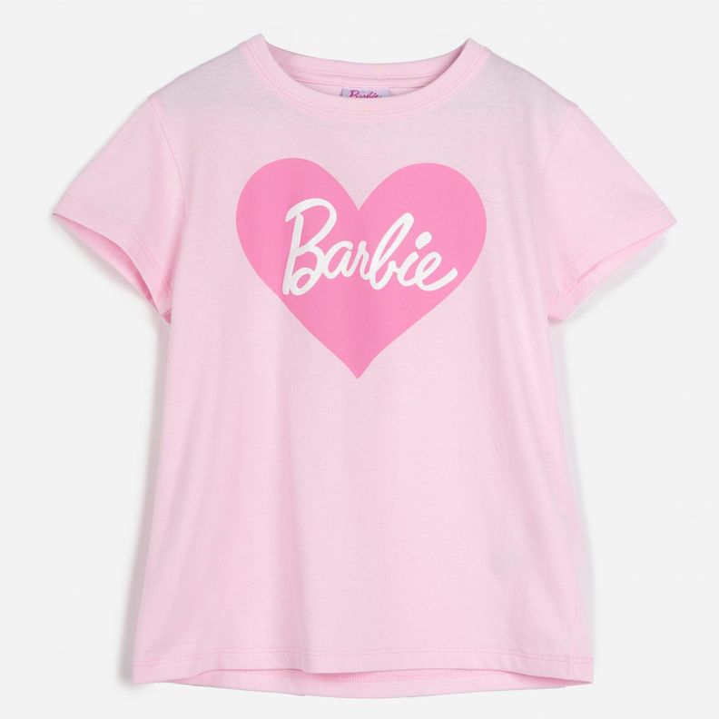 Polera Manga Corta Niña Corazon Rosado Barbie-0