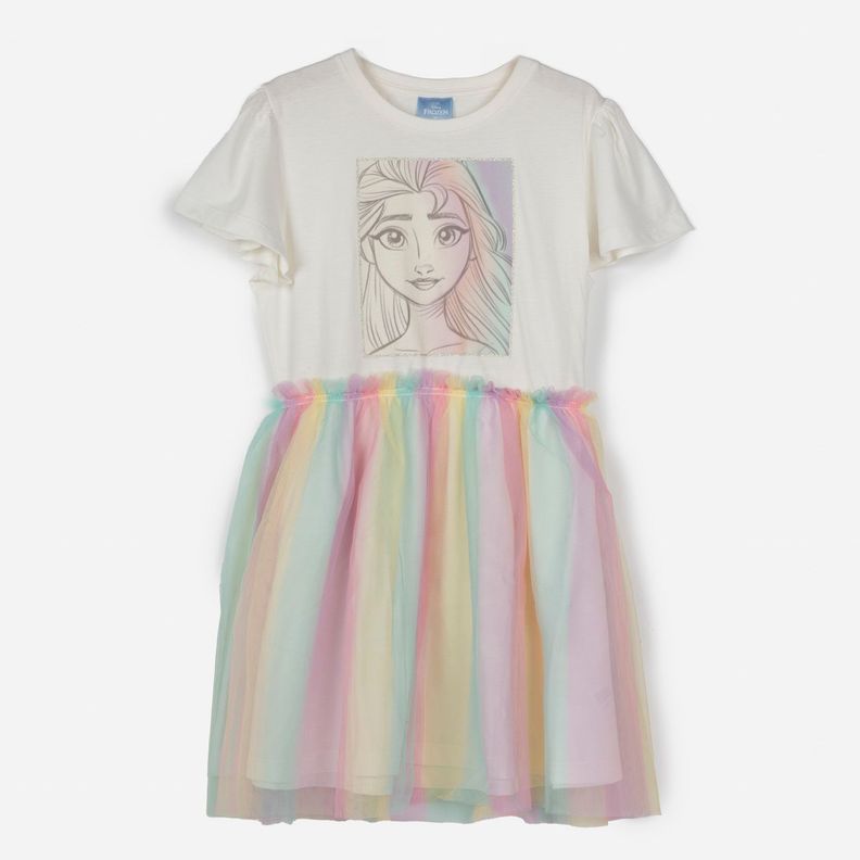 Vestido Niña Elsa Frozen Blanco Disney-0