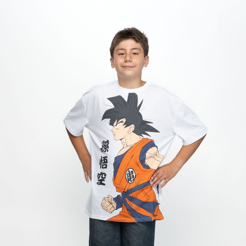 Polera Niño Letras Goku Blanco Dragon Ball-0