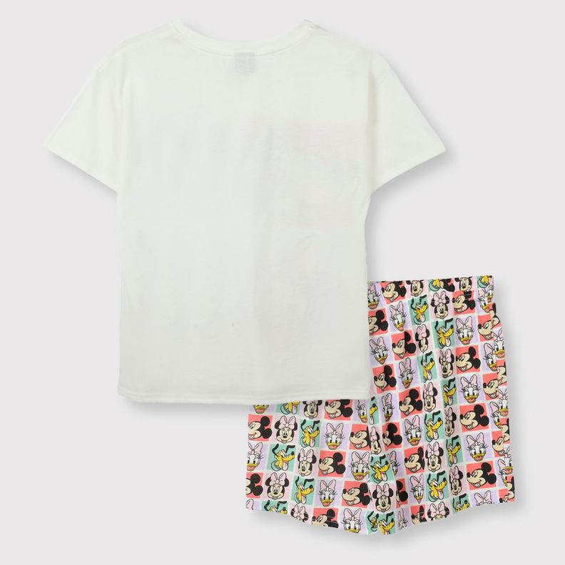 Pijama Corto Mujer Cuadros Minnie Beige Disney-1