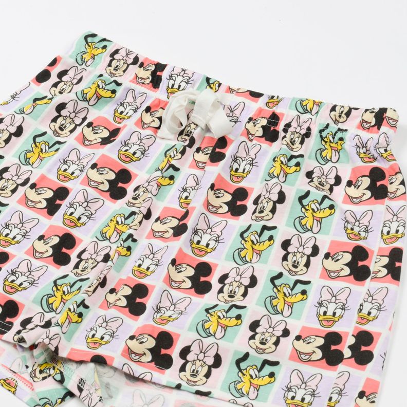 Pijama Corto Mujer Cuadros Minnie Beige Disney-3