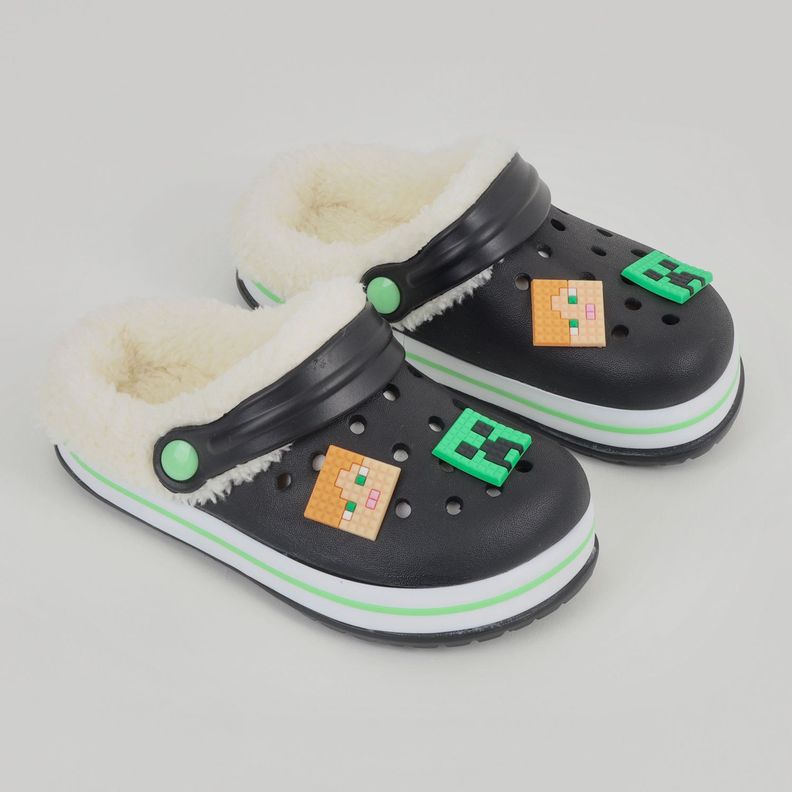 Zueco de Eva Con Chiporro Niño Pins Negro Minecraft-0
