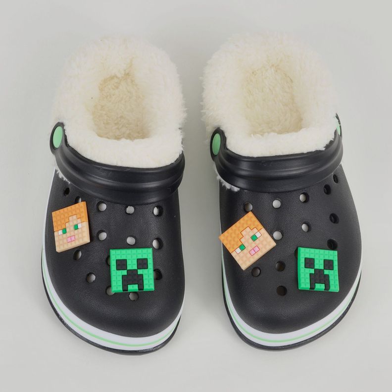 Zueco de Eva Con Chiporro Niño Pins Negro Minecraft-1
