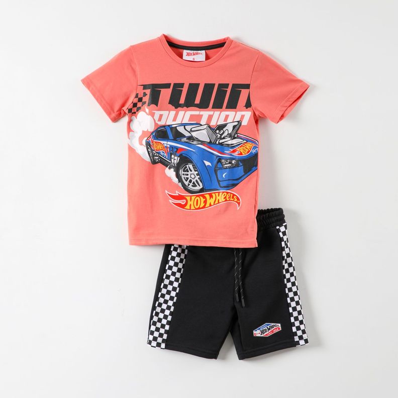 Conjunto Niño Auto Naranjo Hot Wheels-2