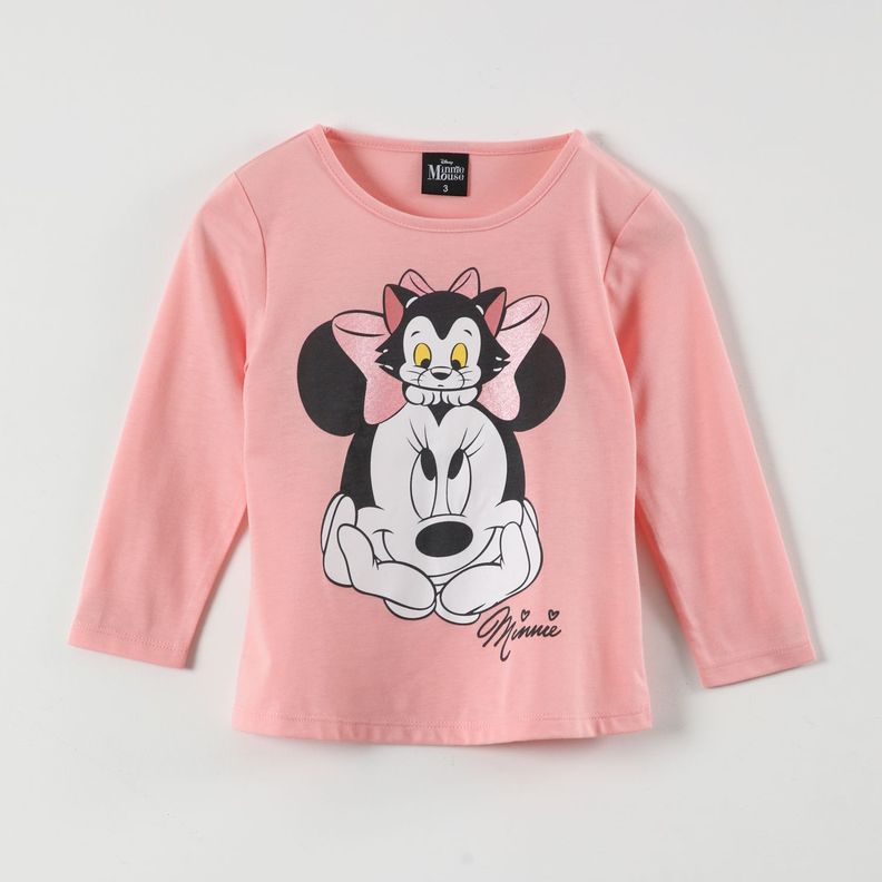 Polera Manga Larga Niña Minnie Kitty Rosado Disney-0