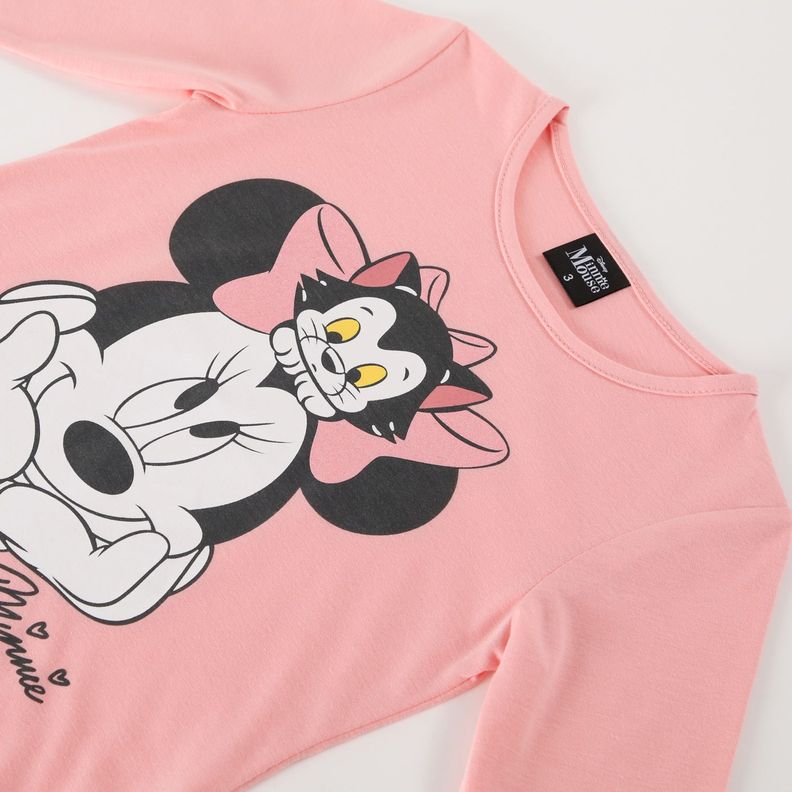 Polera Manga Larga Niña Minnie Kitty Rosado Disney-1