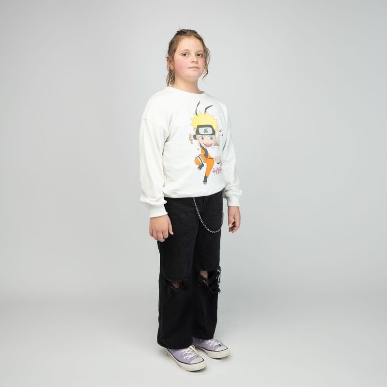 Poleron Niña Naruto Fideos Blanco Naruto-1